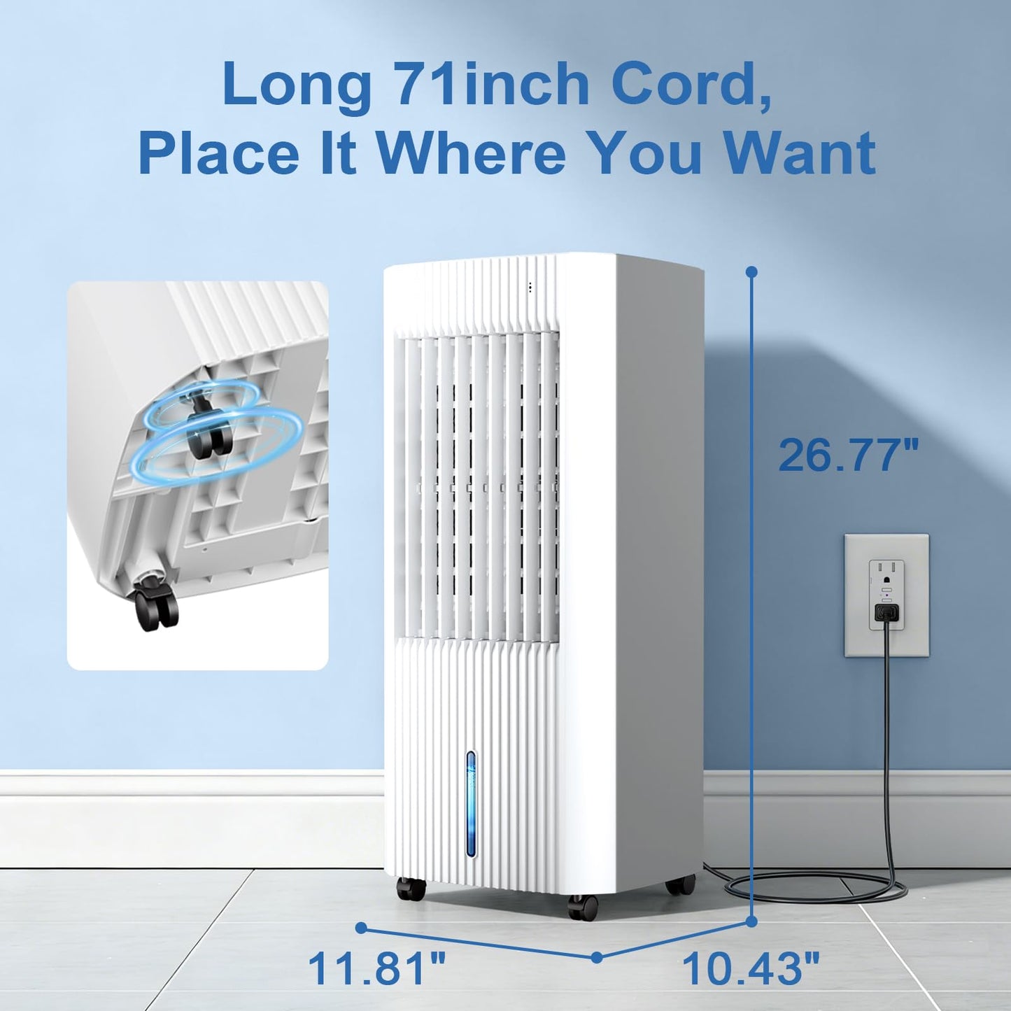 Portable Air Cooler, Swamp Cooler Evaporative Air Cooler Portable AC Unit for Room,3 Modes & 3 Speeds, 1.5Gal Tank for 15H Cooling, 140° Oscillation, 16.4FT Remote for Bedroom Indoor Use