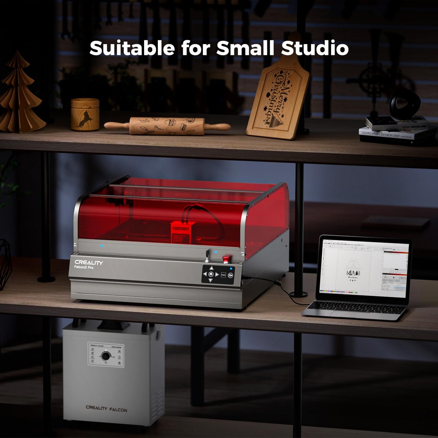 Creality Laser Engraver Falcon2 Pro 40W, Desktop Diode Laser Cutter and Engraver Machine with Enclosure,Smart Camera,Air Assist,Engraving Machine for Wood Acrylic Leather Stone(Laser 40W)