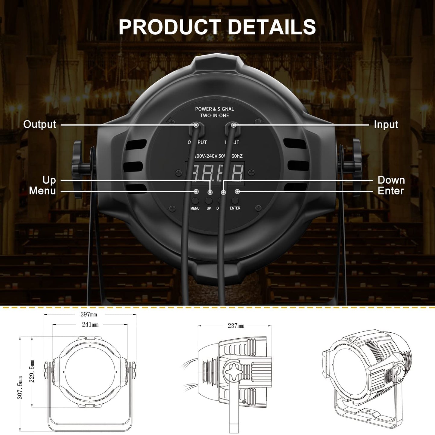 Betopper Stage Lights, 200W Cob Led Stage Spotlights, Warm & Cold White Led Par Light, Dmx/Master-Slave Lights, Spotlight/Fresne