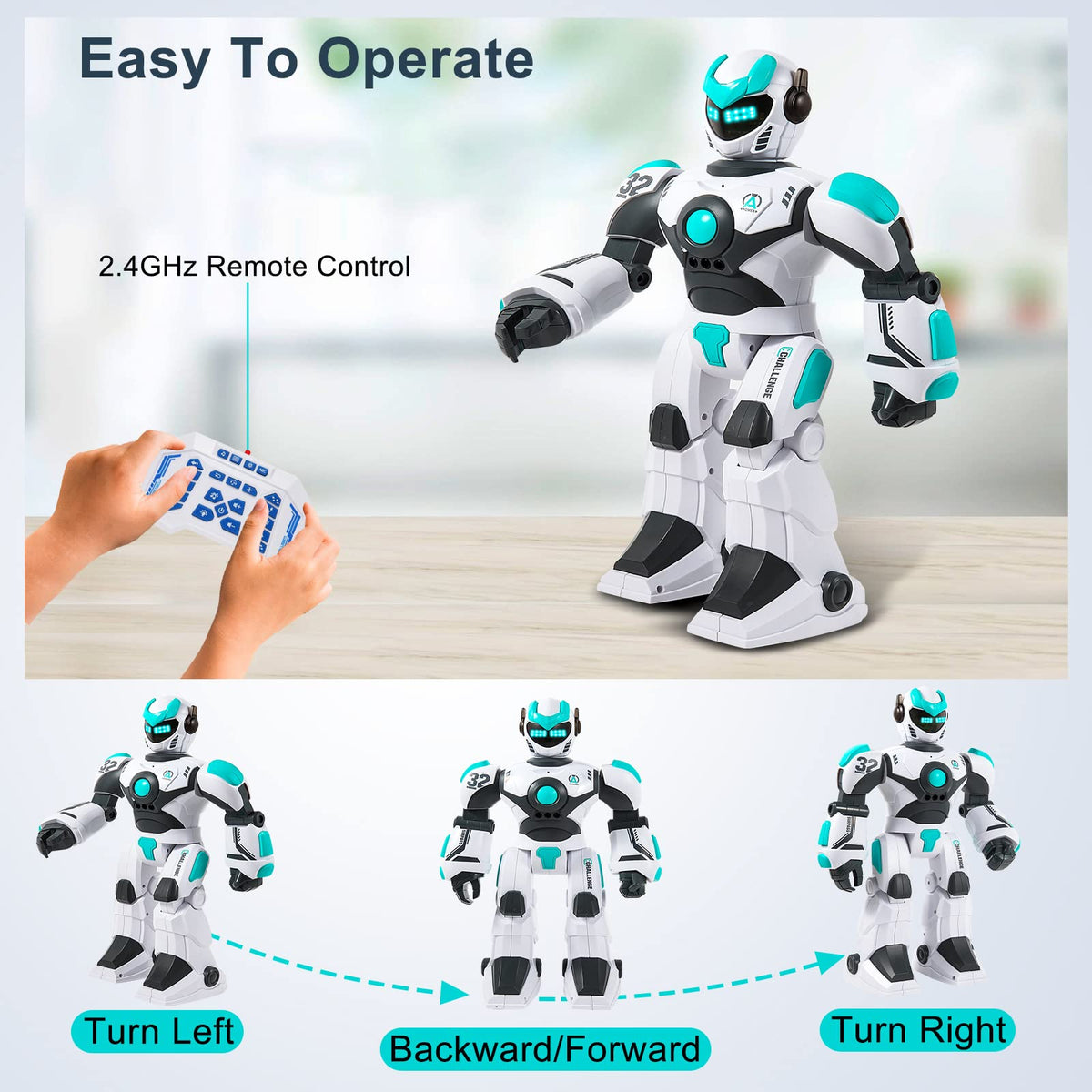 HPROMOT RC Robot Toy for Kids Remote Control Robot Toy, Smart Gesture Sensing Rechargeable & Programmable Robot Walking Dancing Singing Chirstmas Gift for 3-15 Years Old Boys Girls