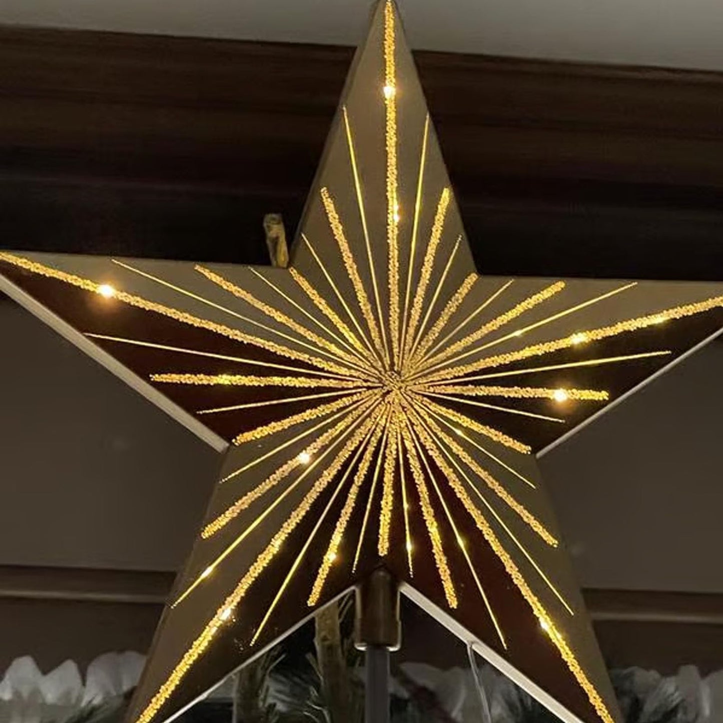 Starry Night Gingerbread Tree Topper– 5 Point Resin Tree Top Star, Whimsical Holiday Magic Christmas Tree Decorations, Elegant and Dazzling Star for Holiday Home Décor (Silver)