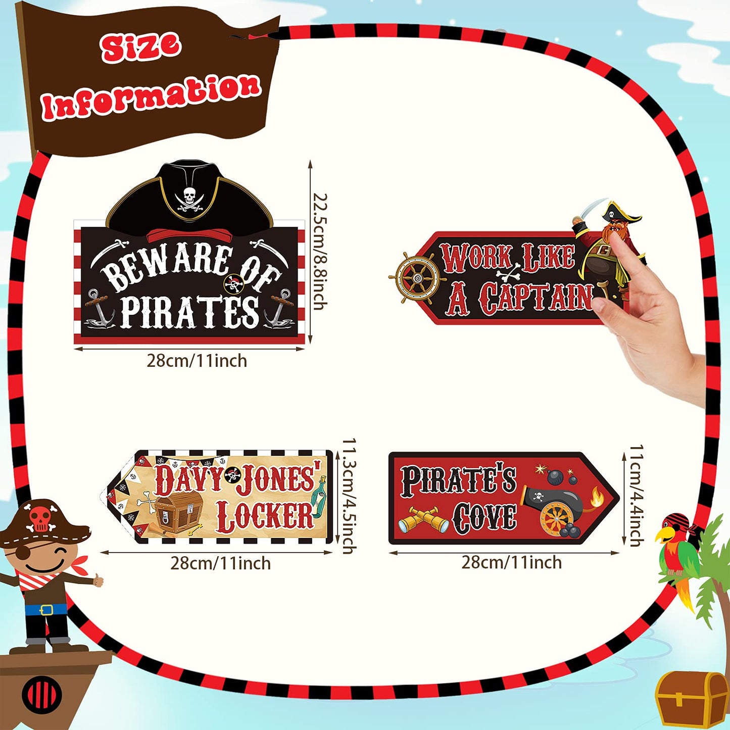 Chinco 20 Pieces Pirate Party Sign Pirate Theme Birthday Party Favors Supplies