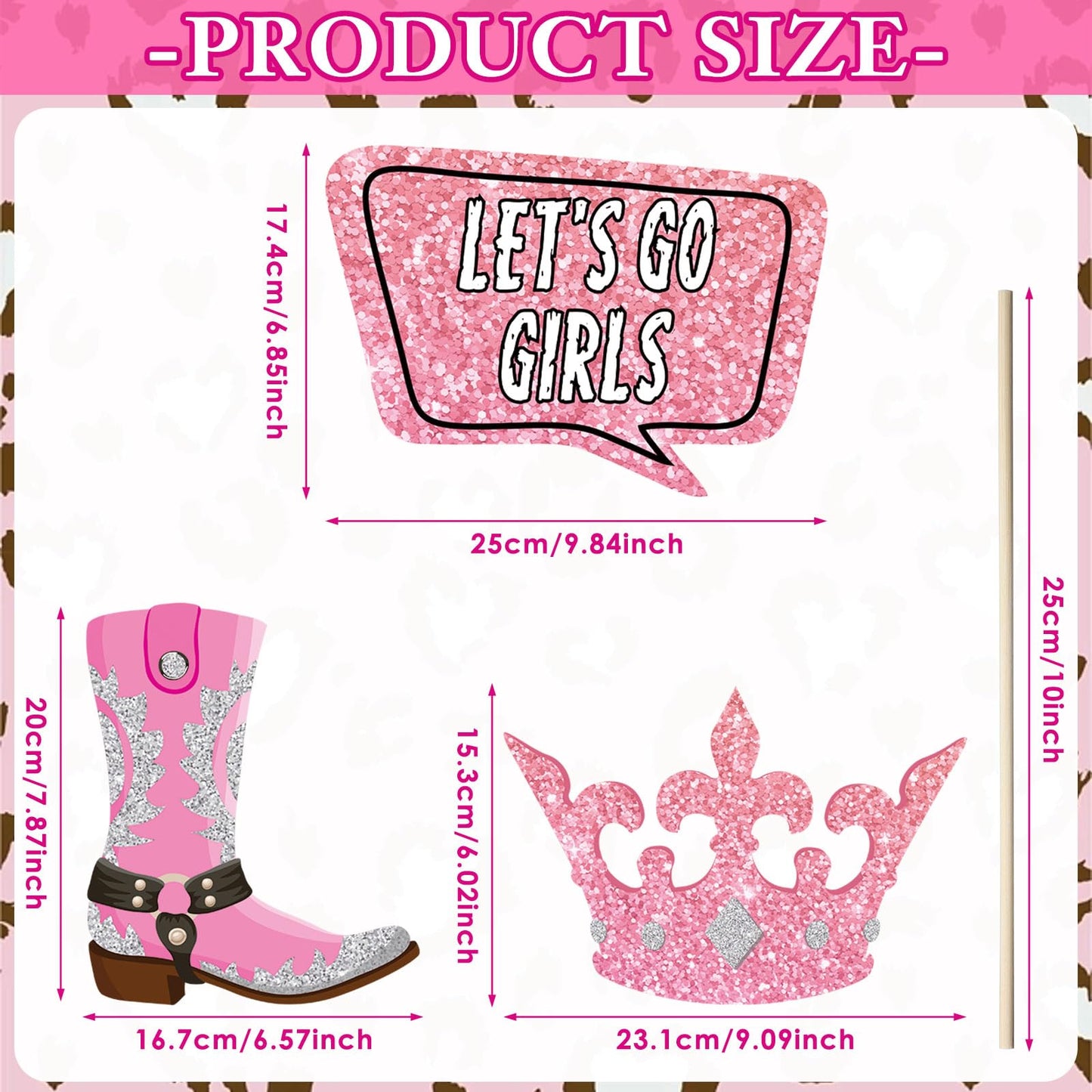 Blulu 26 Pieces Cowgirl Western Photo Booth Props Kit Party Decorations Selfie Props for Western Theme Party Favors Supplies