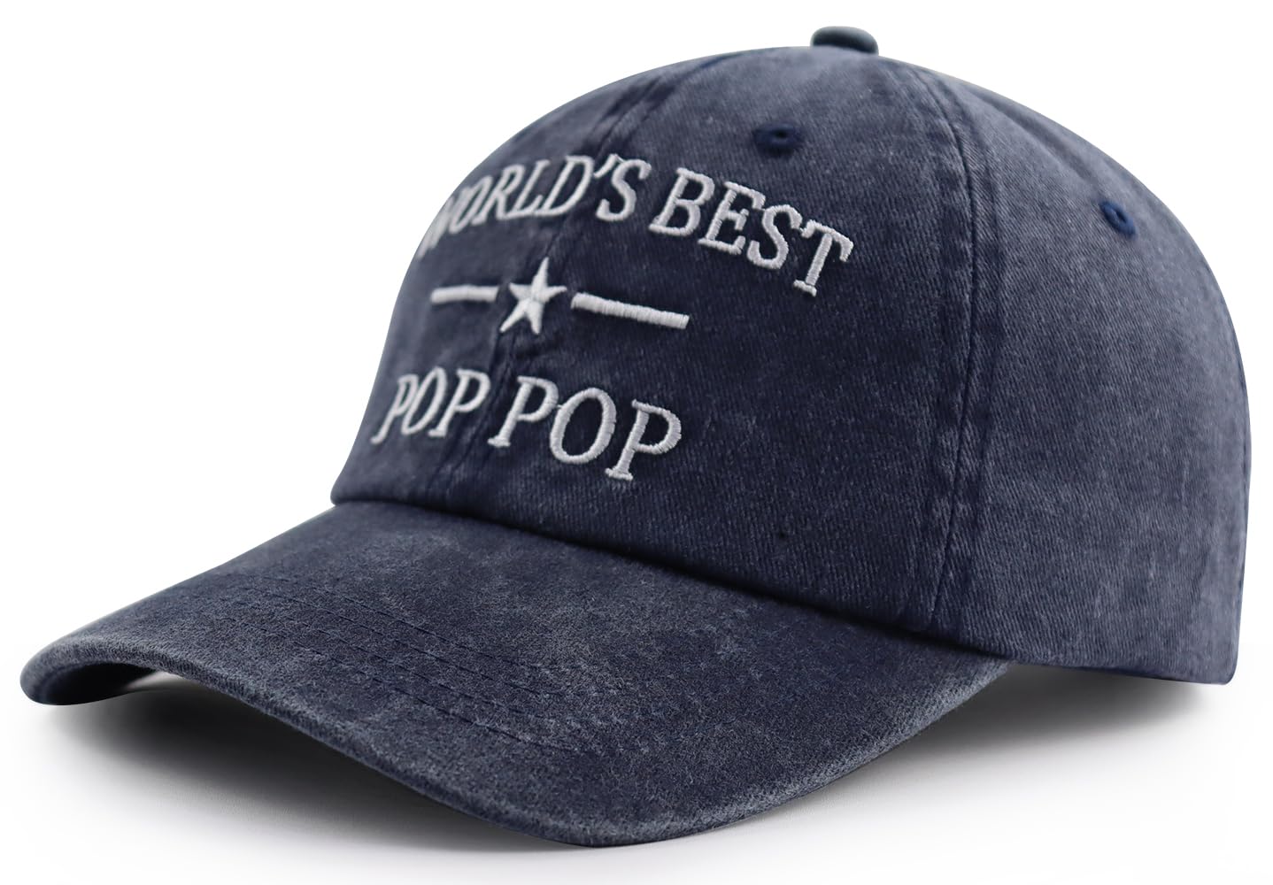 Pop Pop Gifts from Grandkids Daughter Son, World's Best Grandpa Hat, Grandfather Baseball Cap, Fathers Day Retirement Birthday Gifts for Grandpa Dad Navy