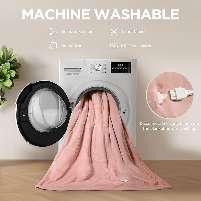Heated Blanket King Size - Dual Controllers Electric Blanket King with 9 Heat Settings & 10 Hour Auto Off,Overheat Protection,Machine Washable 100"x90"(Candy Pink)