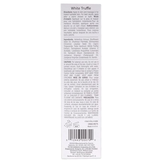 Cuccio C U C C I O Nourishing Dry Body Oil - White Truffle Naturale for Unisex - 3.38 oz Oil
