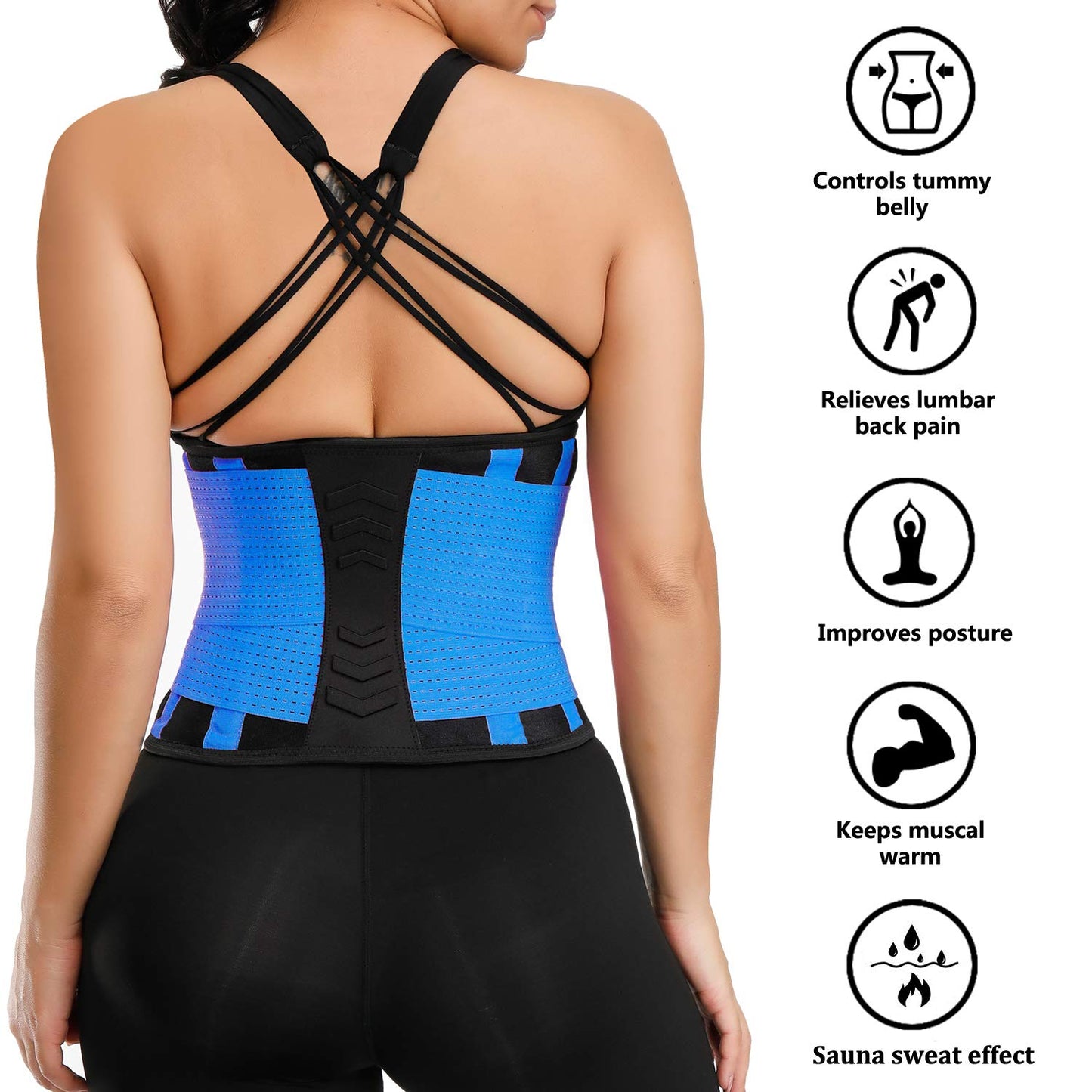 VENUZOR Waist Trainer Belt for Women - Waist Cincher Trimmer - Slimming Body Shaper Belt - Sport Girdle Belt (UP Graded)(Blue,S)