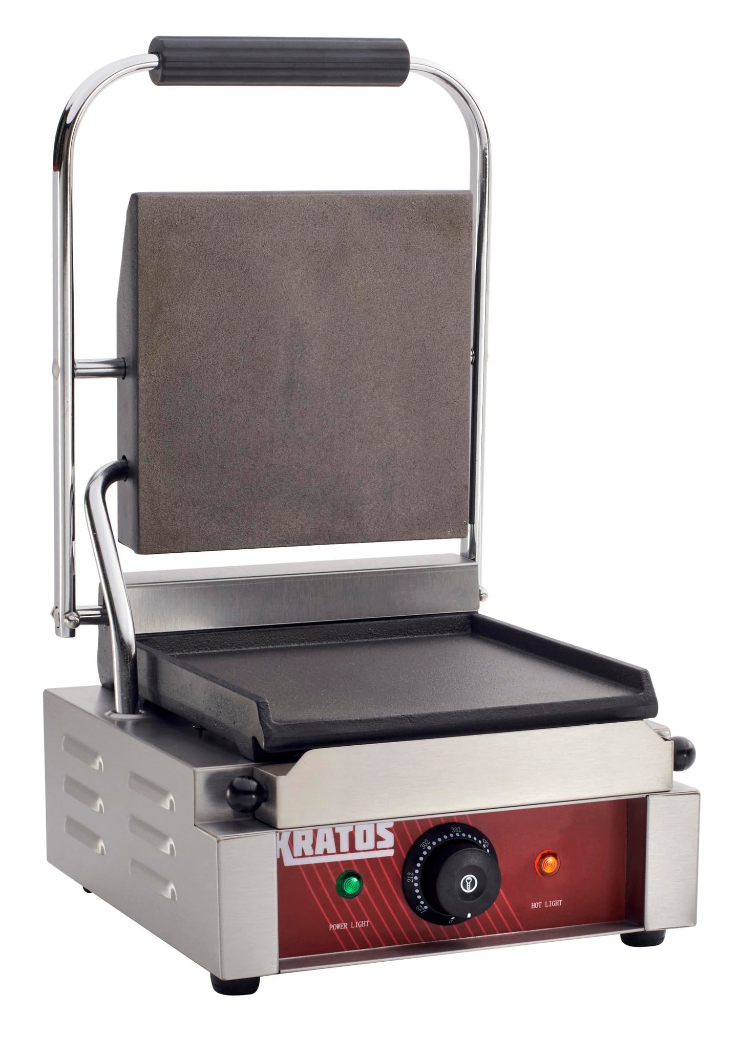 Kratos Commercial Electric Panini Sandwich Grill with Smooth Plates, 9" x 9" Cooking Surface, Commercial Countertop Panini Press, 120V, 1750W (29Y-018)