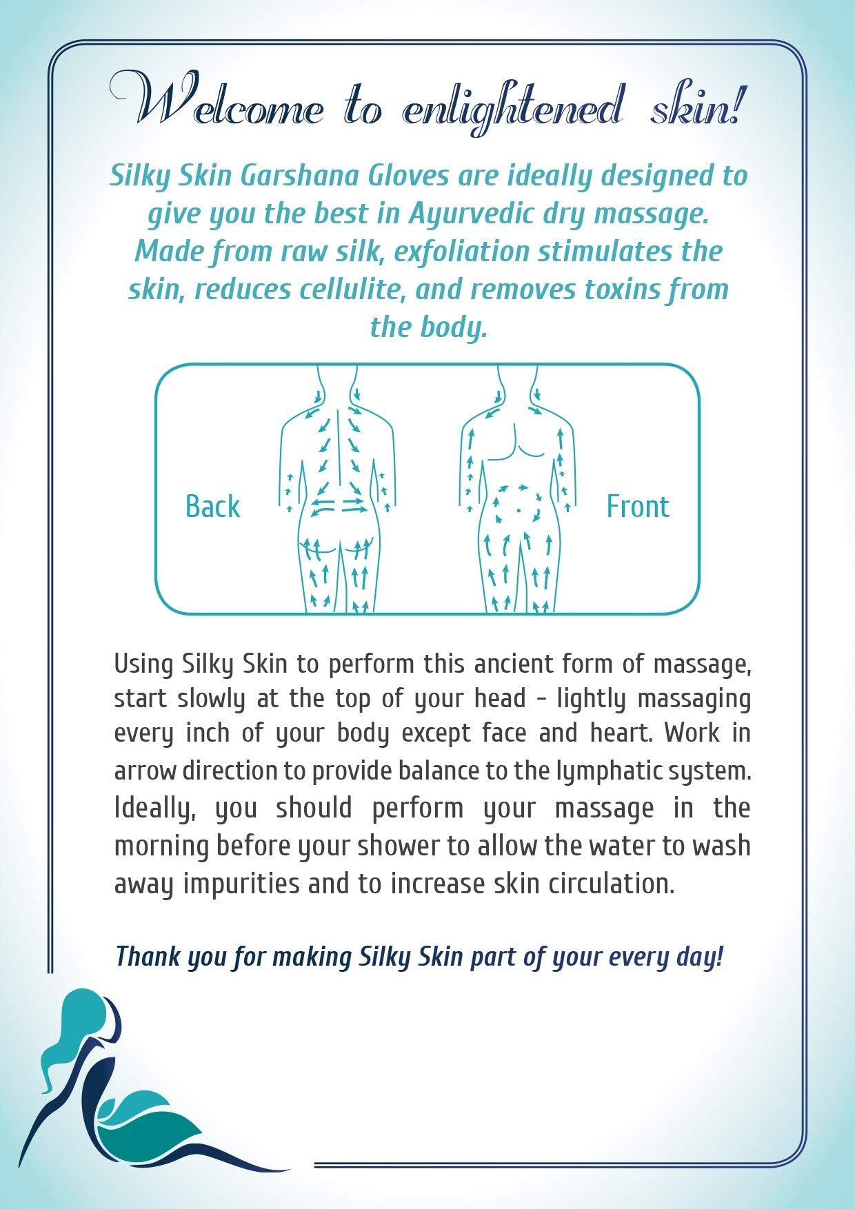 Silky Skin Garshana gLoves Raw Silk Massage - Quality Storage Bag - Ayurvedic Dry Brushing Exfoliate Skin Lymphatic Drainage Bru