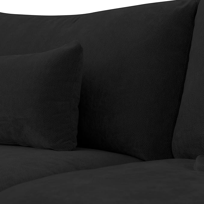 Cloud Modular Sectional Sofa Couch for Livingroom,119inch Down Filled U Shaped Couch with Wide Seat,Convertible Sectional Sofa with Ottoman,Covers Washable&Replaceable,Black