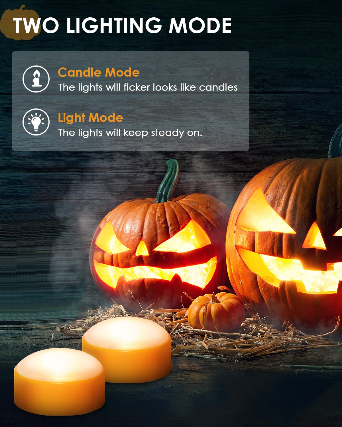 Luditek 6-Pack Halloween LED Pumpkin Lights with Remote and Timer, Battery Operated Orange Jack-O-Lantern Light for Halloween Decor, Flameless Candles for Pumpkin Decorations