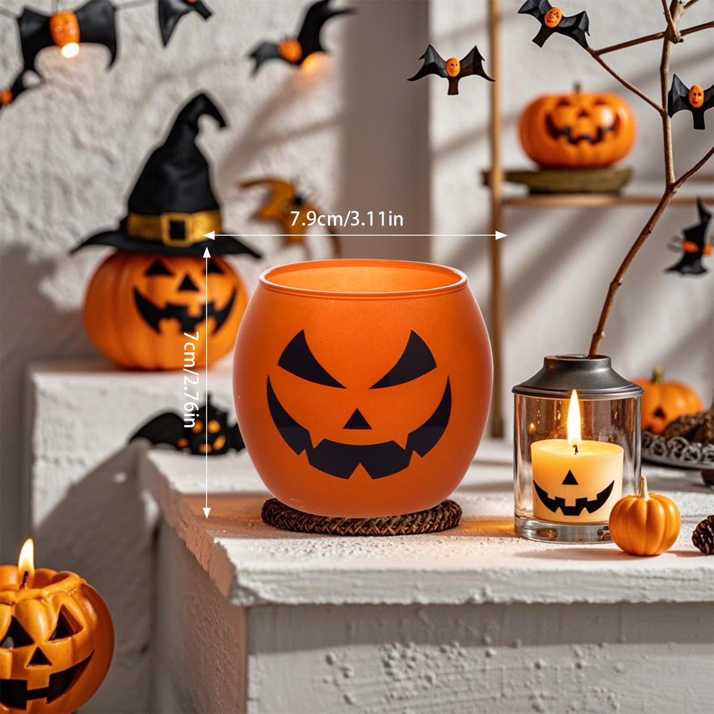 Galssmagic Halloween Table Decor Candle Holder Set of 6,Holloween Votive Candle Holders for Halloween Party Decorations Indoor Centerpieces