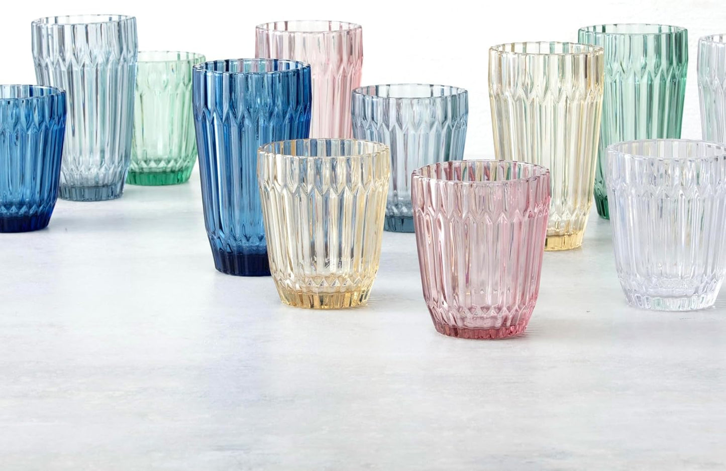 Fortessa Archie Glass Drinkware, Iced Beverage Glass (Set of 6), 15 Ounce, Cornflower Blue