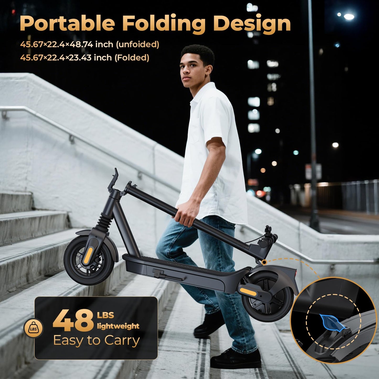 Electric Scooter for Adults 750W /1000W, 20MPH, 32/40 Miles Adult Electric Scooters with Long Range, 10" Tire Motorized Scooters, Foldable E-Scooter Commuter with App, Dual Suspension