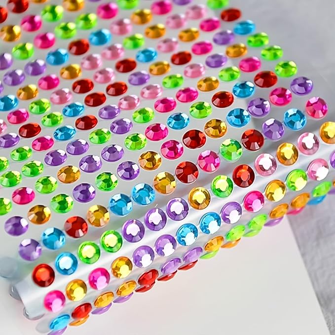 3090PCS Self Adhesive Pearl Stickers 3/4/5/6mm with Colored Pearl Rhinestones Stickers for Face, Stick on Body Crystal Jewels Makeup Glue for Face Eye Hair Nails Make up and Craft Home Decor