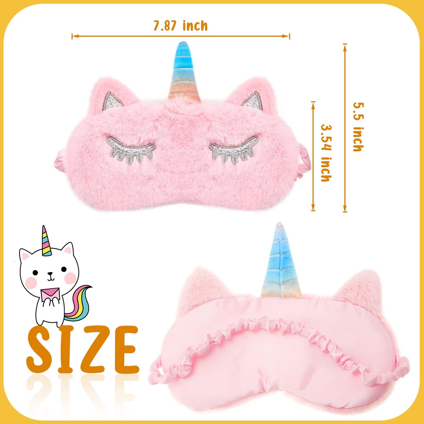 3 Pieces Sleep Mask for Kids, Girls Plush Sleeping Eye Cover Soft Eye Blindfold Cover Animal Shade for Kids(Pink,Bunny, Cat and Unicorn Style)