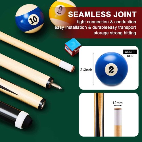 Outus 71pcs Pools Table Accessories Billiards Balls with Triangle Stand Pool Cue Chalks Cue Spot Sticker Brush(Standard Style Balls)