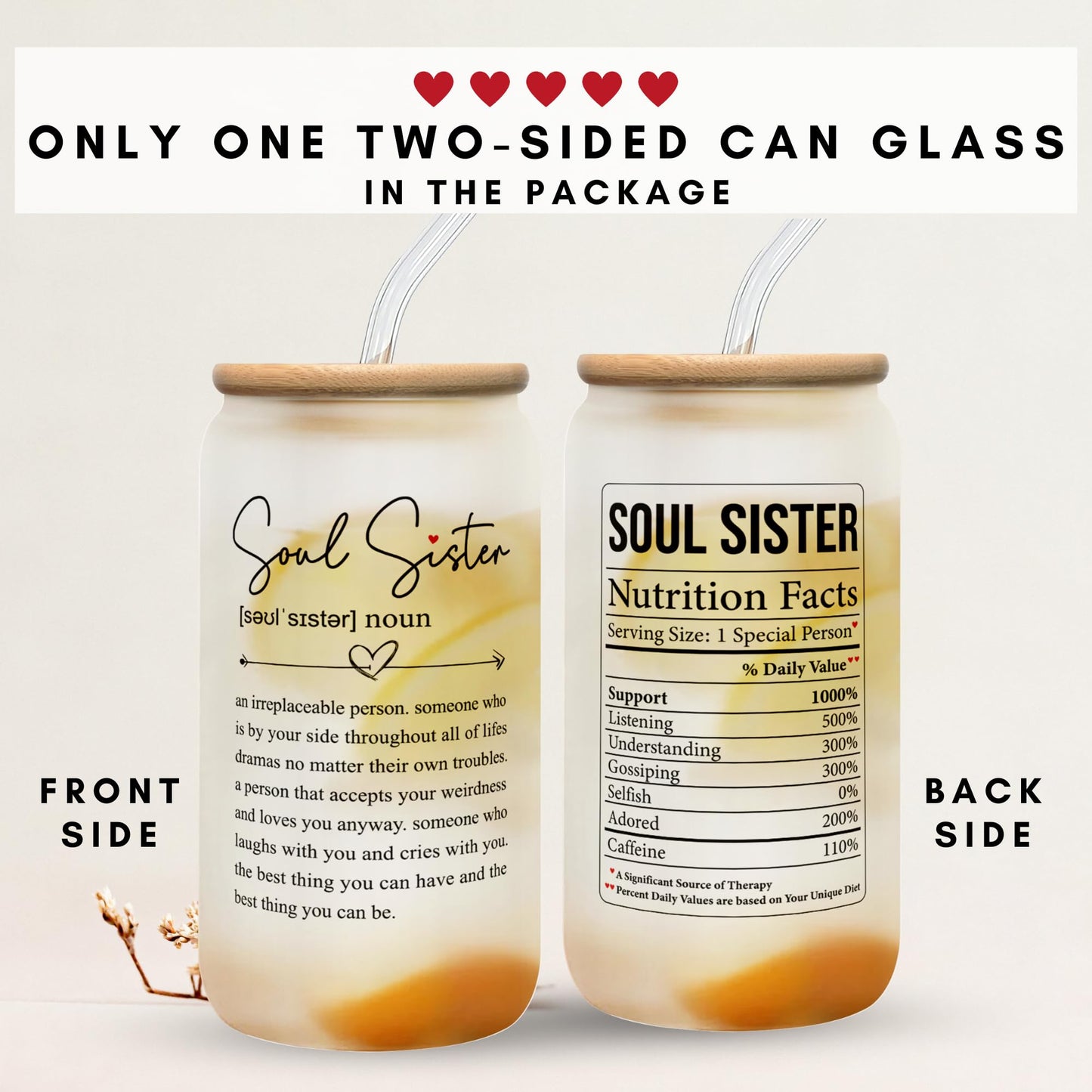 GINGULMINA Friendship Gifts for Women Friends - Mothers Day Gifts for Friends Female - Gift for Sister, Gift for Best Friend - Birthday Ideas for Best Friend Women, Bestie - 16 Oz Can Glass