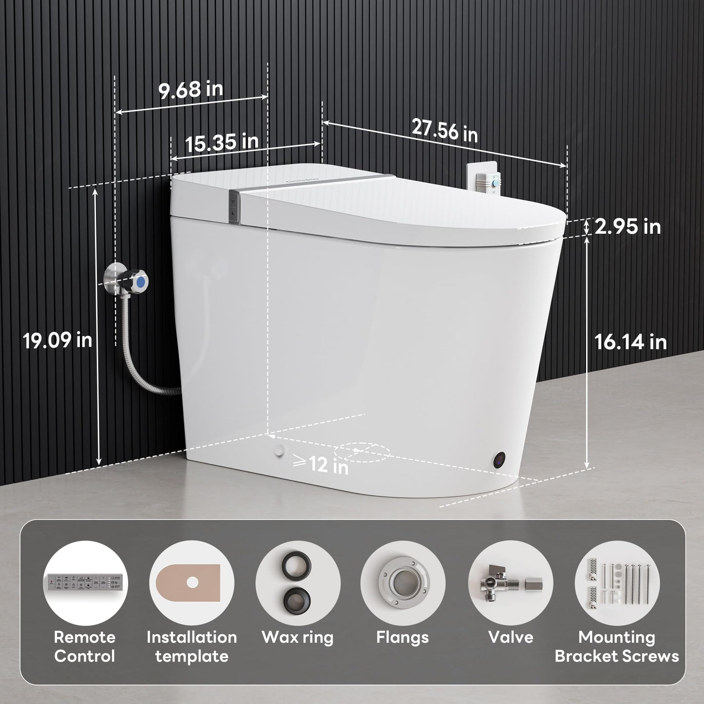 Casta Diva Smart Toilet, Wider Bidet with Heated Seat, Auto Open/Close, Warm Water, Foot Sensor Auto Flushing, Modern Japanese Toilet for Bathroom with Remote Control 1.28GPF(CD-K010)