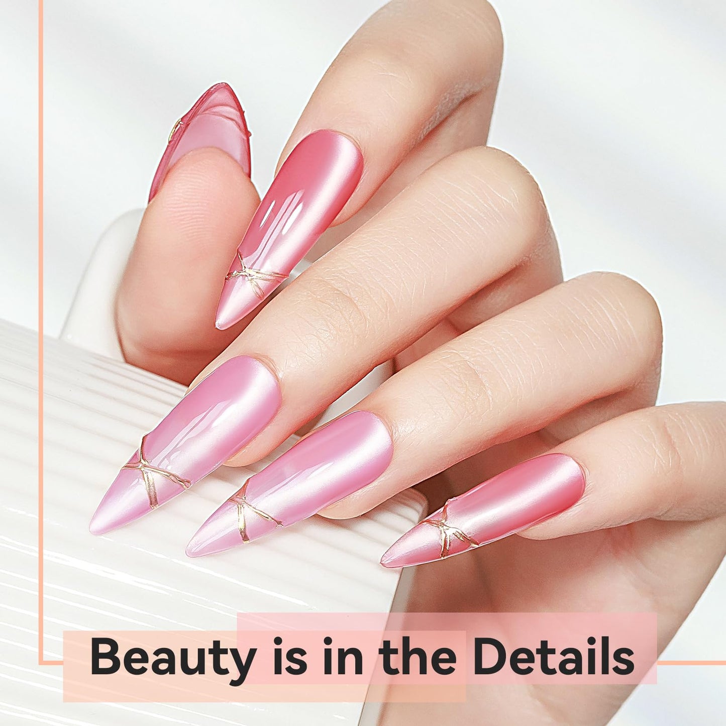 Bevimee Cateye Gel Polish Set With Magnet, Pink Purple Red 10 Colors Jelly Magnetic Nail Polish Moonlight, Holographic Glass Shi