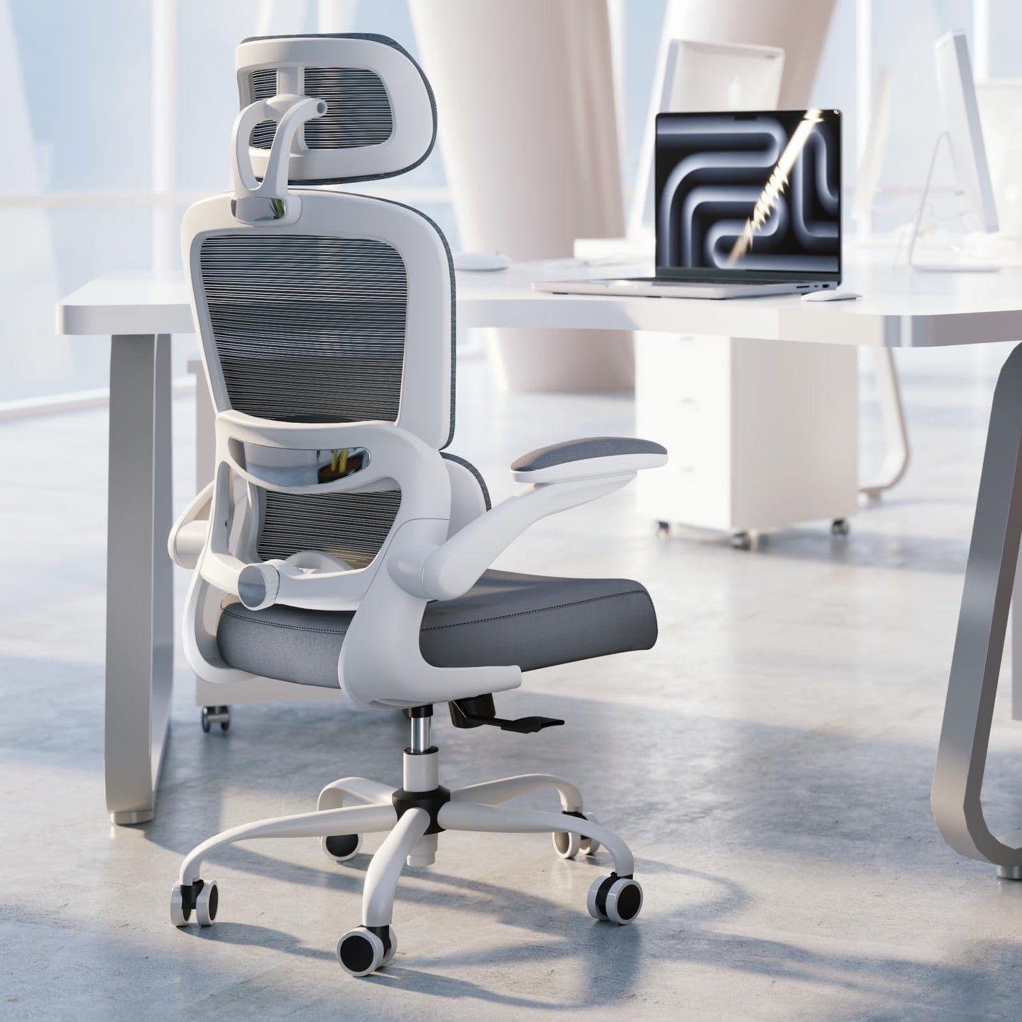 TRALT Office Chair Ergonomic Desk Chair, 330 LBS Home Mesh Office Desk Chairs with Wheels, Comfortable Gaming Chairs (White)