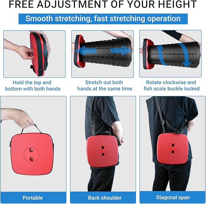 ZTMT Upgraded Square Folding Stool, Max Load Capacity 485lbs, Portable Collapsible Seat, Telescoping Foldable Stool for Camping,Fishing,Hiking,Travel, Red