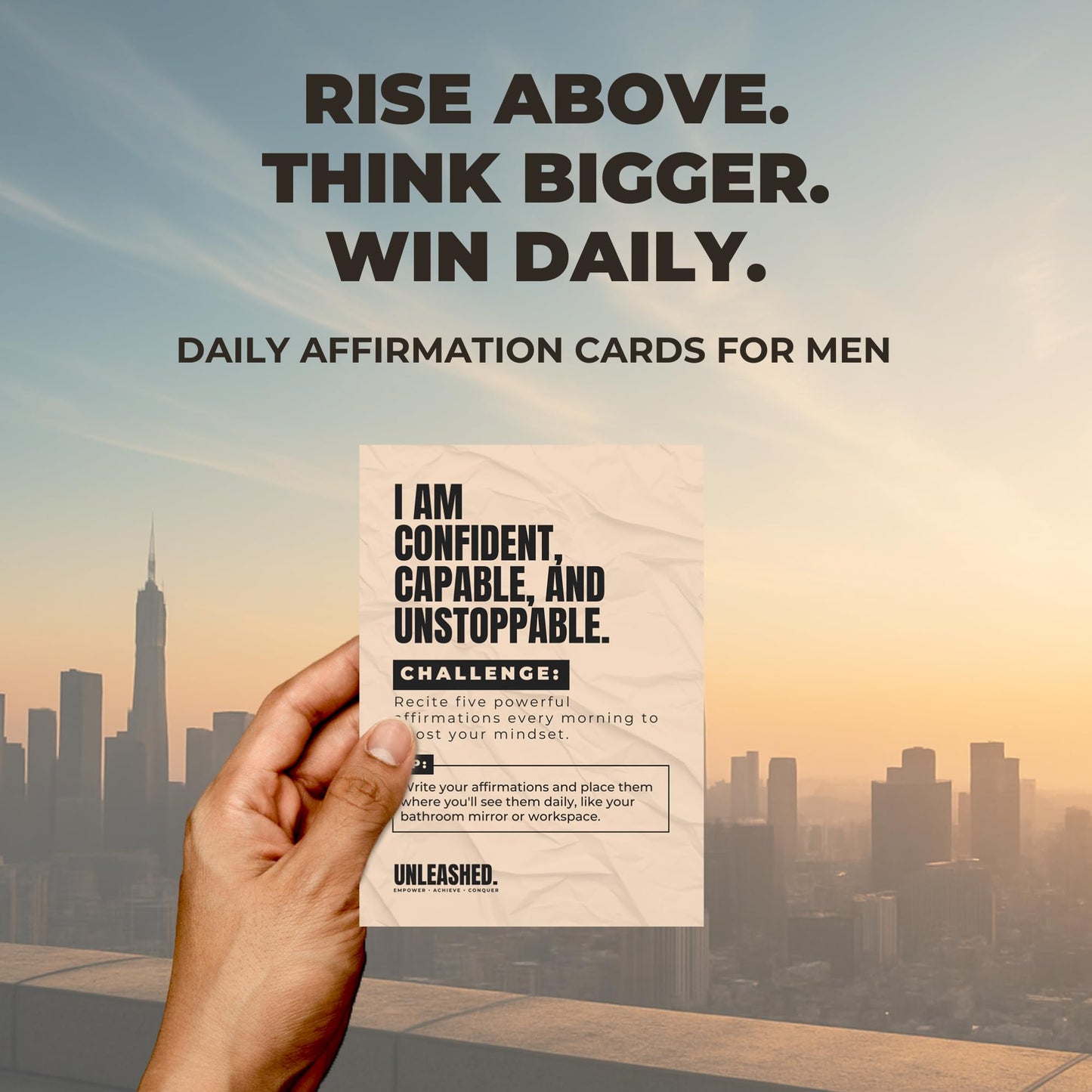 Daily Affirmation Cards to Build Confidence, Discipline & Success - Empowering Affirmations, Growth Challenges & Practical Tips for Achieving Your Goals | Motivational Gift for Driven Men and Women