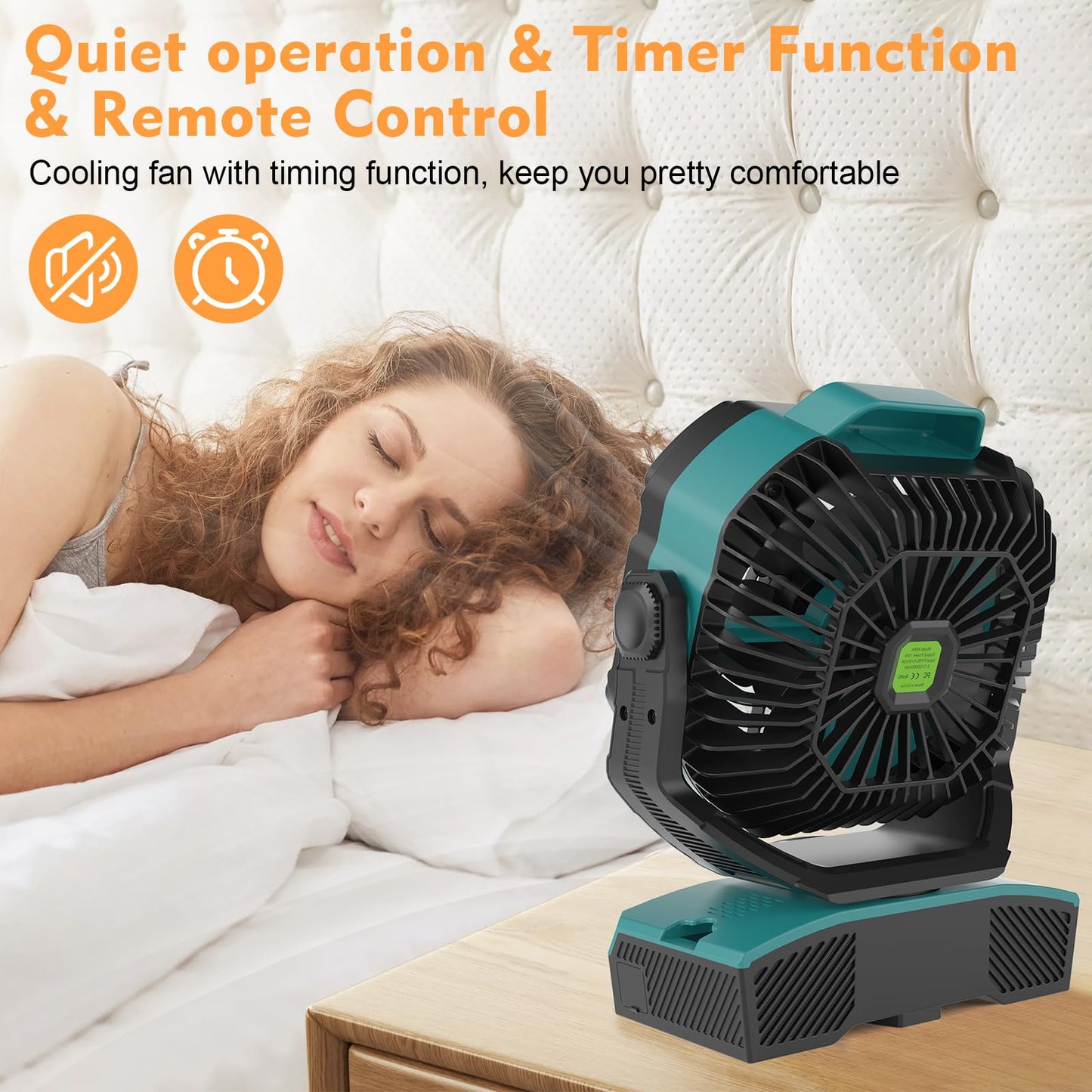 Runtop 20000Mah Camping Fan, Remote Control Oscillation Rechargeable Battery Operated Outdoor Tent Fan W/Hanging Hook, Stepless