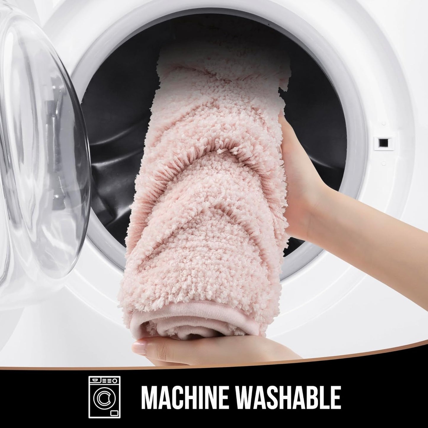 Bath Mat & Bathroom-Rugs 43x24, Ultra Soft Machine Washable Microfiber Bath Mat, Absorbent Quick Dry Non Slip Rug for Bathroom Floor, Tub and Shower, Pink
