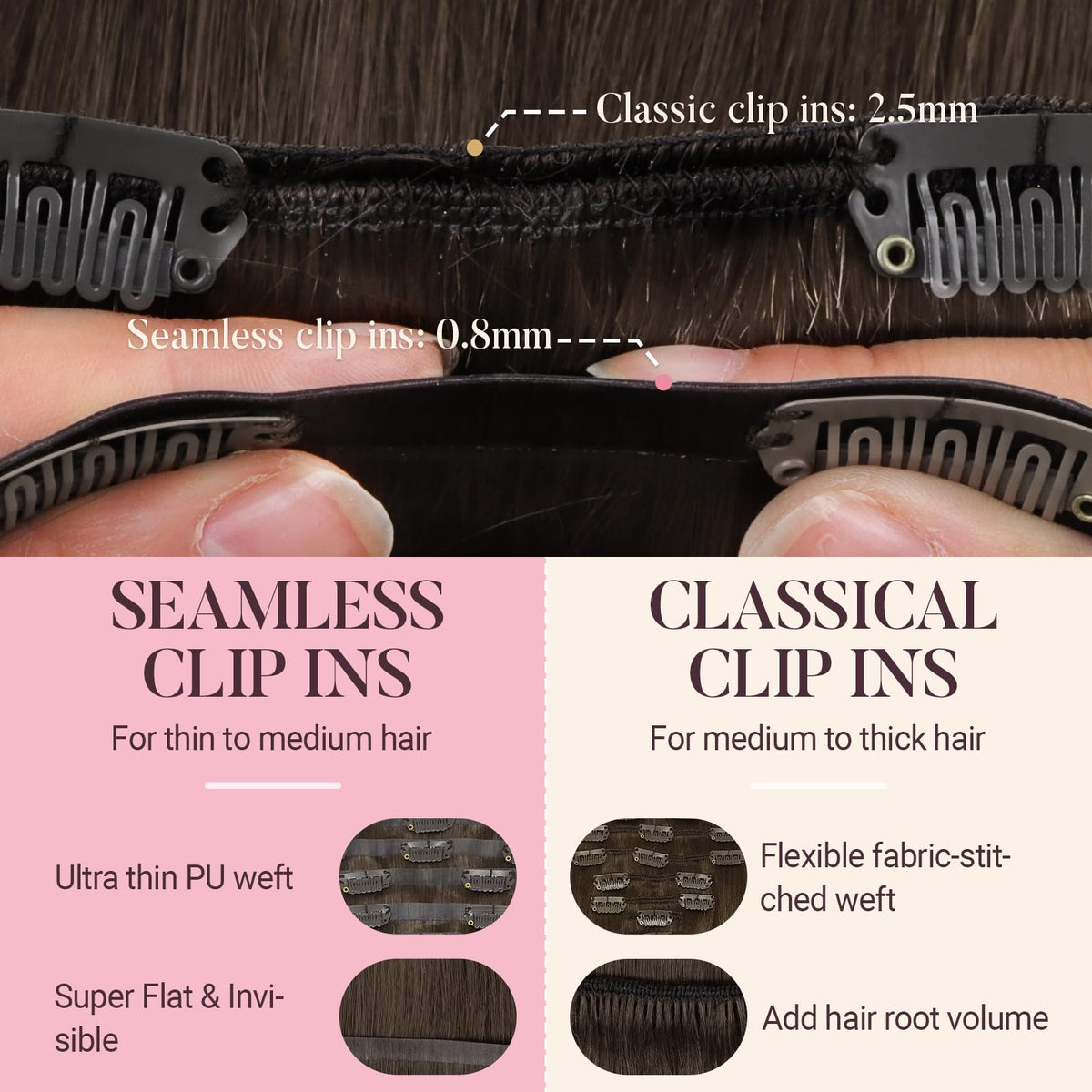 MAXITA Clip in Hair Extensions Real Human Hair, 7pcs 150g Balayage Chocolate Brown to Caramel Blonde 20 Inch, Seamless Hair Exte