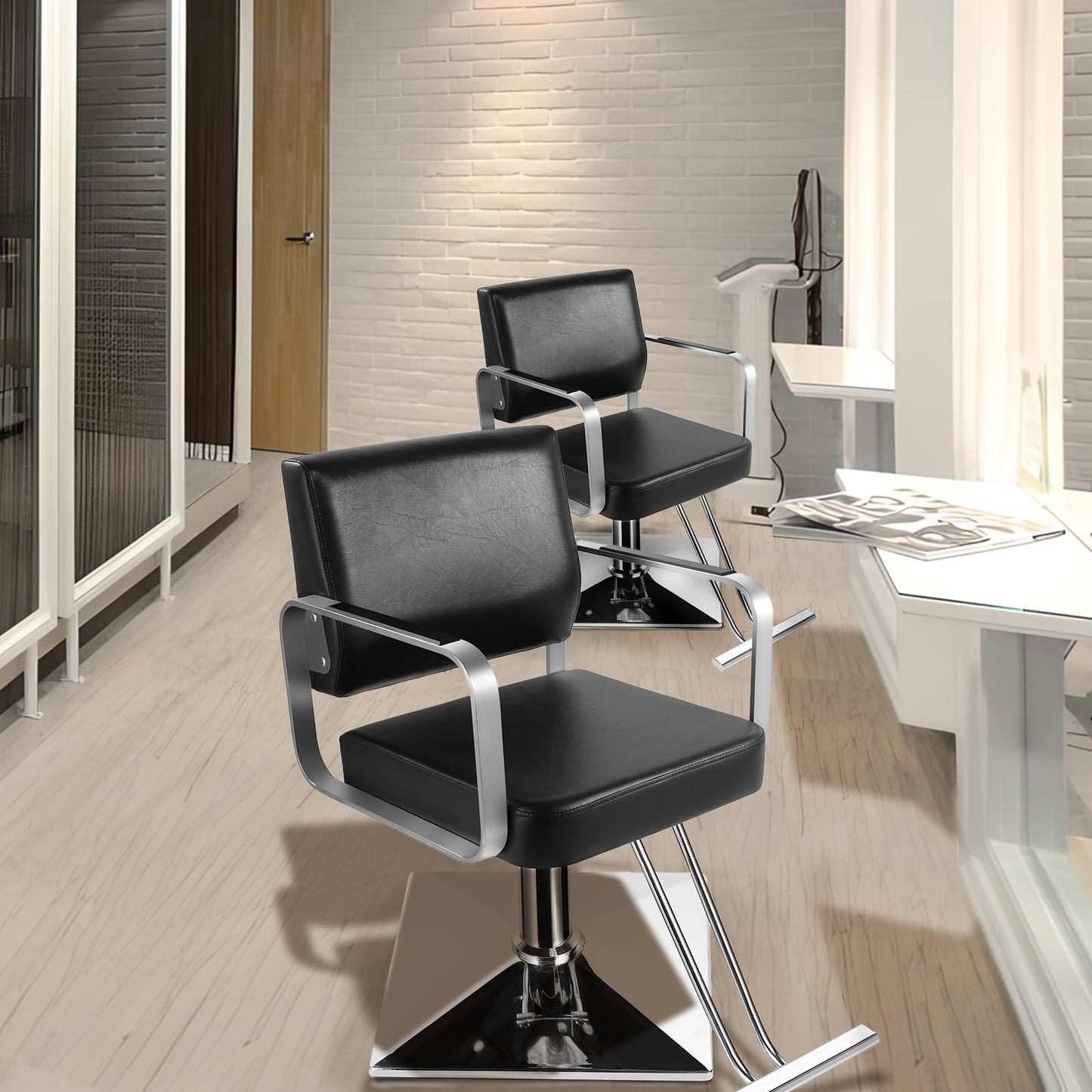 WINEDYOUNG Salon Chairs for Hair Stylist Chair Hydraulic Pump Hair Salon Chair 360 Degree Rotating Barber Chair, Spa Beauty Equipment for Hair Stylists, Tattoo Artists, Cosmetologists (Silvery)