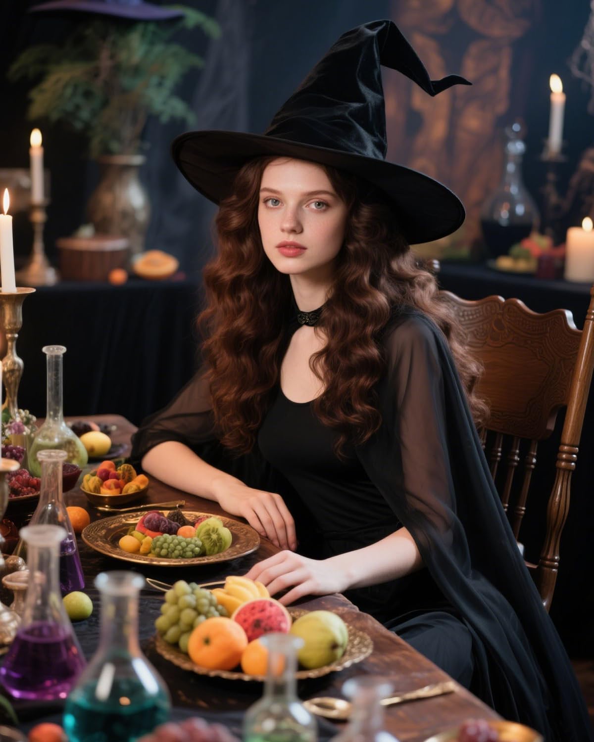 L'VOW Gothic Black Chiffon Shoulder Cape Women's Sheer Tulle Cloak Shoulder Shawl Halloween Party Wedding Cosplay
