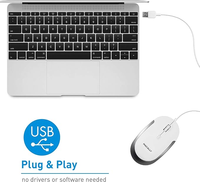 Macally Ultra Slim Wired Keyboard and a Silent Wired Mouse, Simplistic Apple Accessories