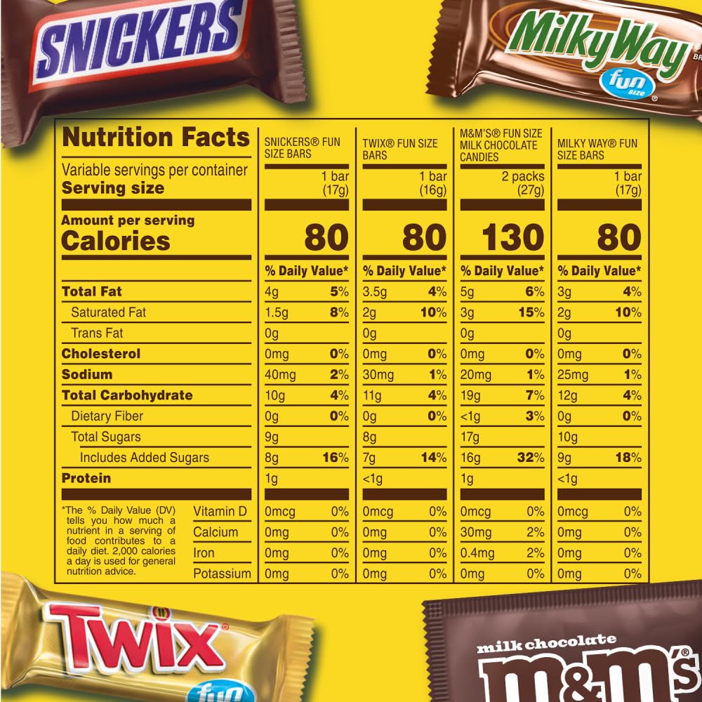 SNICKERS, M&M'S Milk Chocolate, MILKY WAY & TWIX Fun Size Chocolate Candy Variety Pack, 75 Ct Bulk Bag