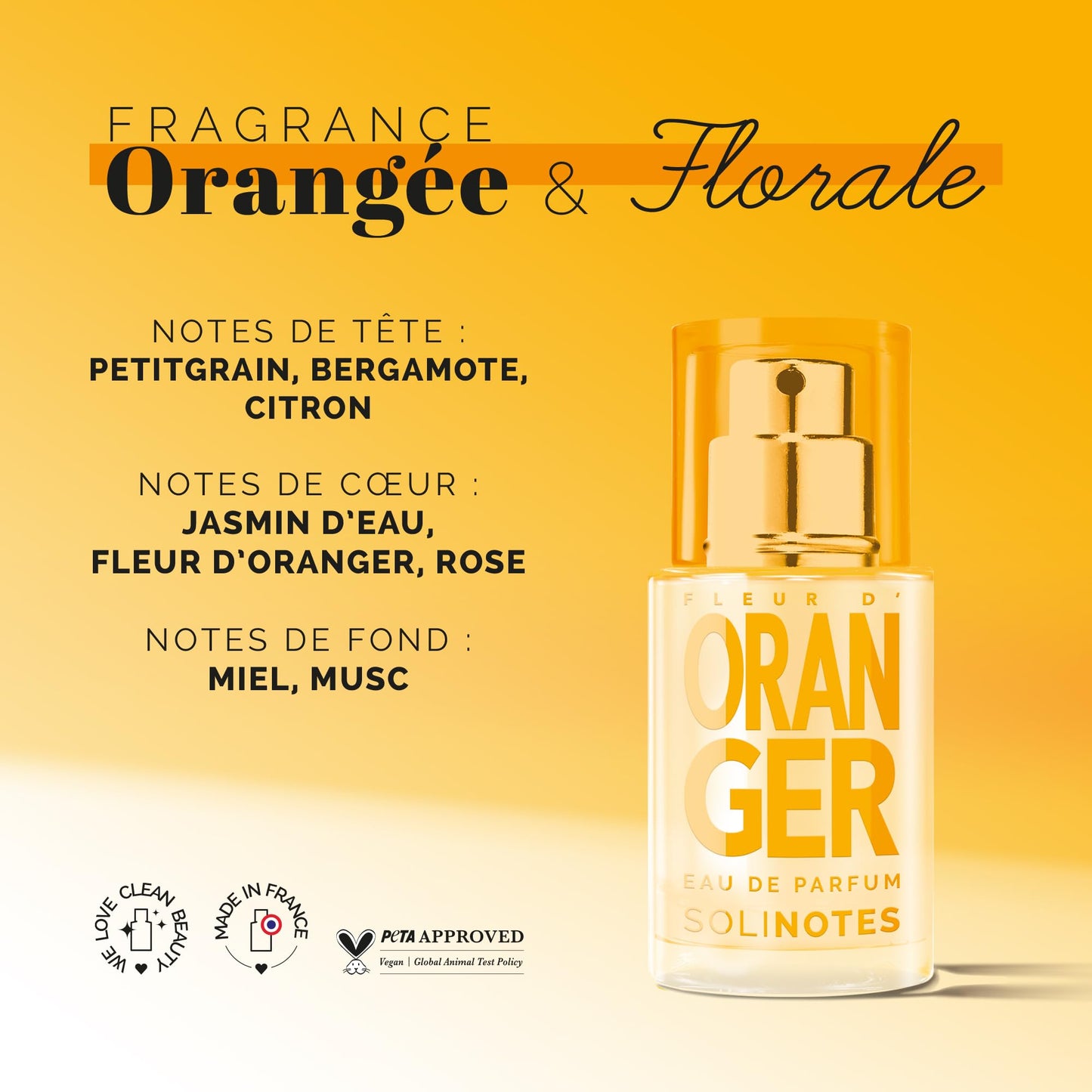 SOLINOTES Orange Blossom Perfume for Women - Eau De Parfum | Delicate Floral and Soothing Scent - Made in France - Vegan - 0.5 fl.oz