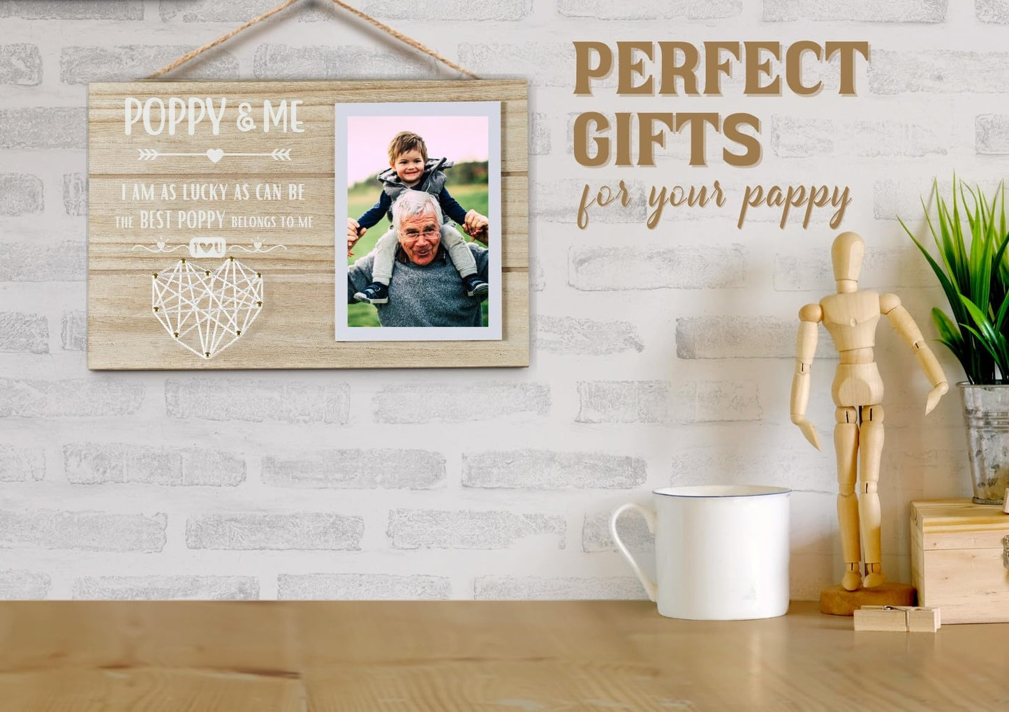 InnoBeta Poppy Gifts from Grandkids, Grandchildren, Grandpa Picture Frame, Present for Birthday, Christmas, Father's Day - for 4" x 6" Photos - POPPY & ME