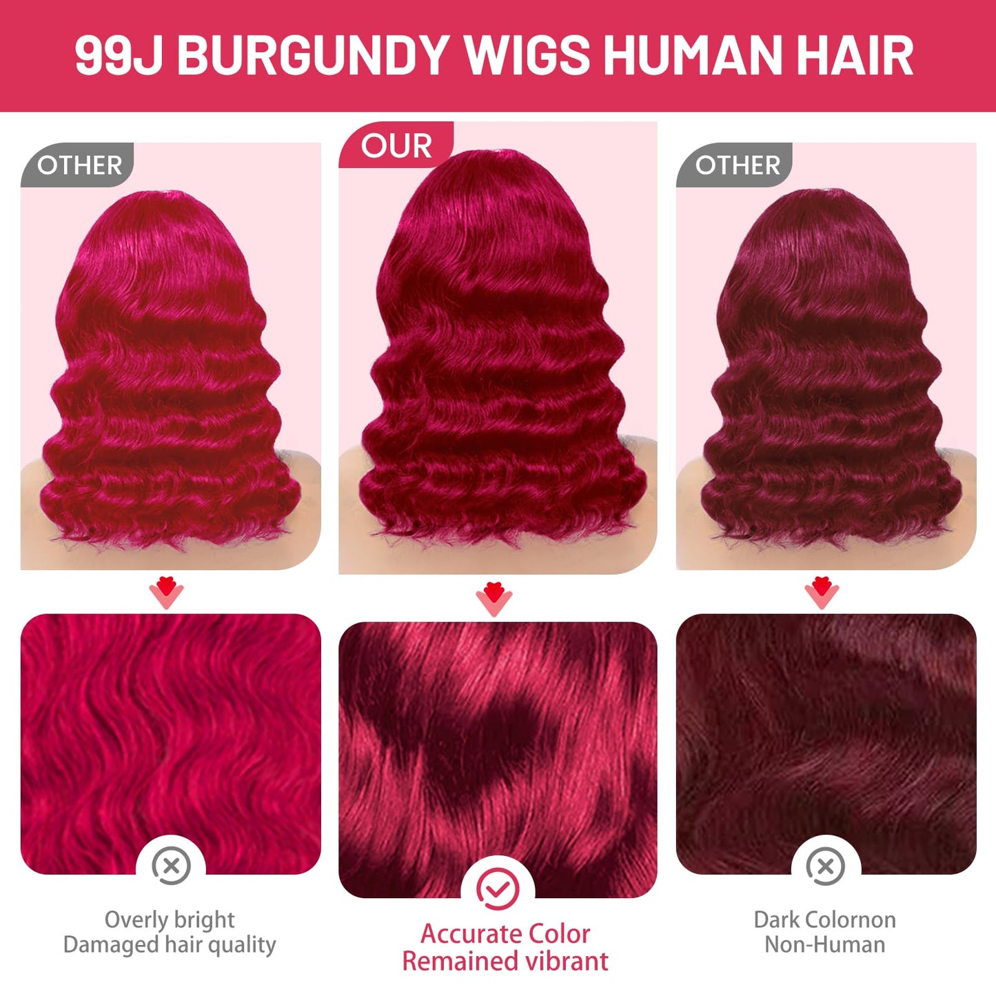 99j Burgundy Lace Front Wigs Human Hair 13x4 Bob Wig Human Hair Pre Plucked 200 Density HD Transparent Body Wave Lace Front Wigs