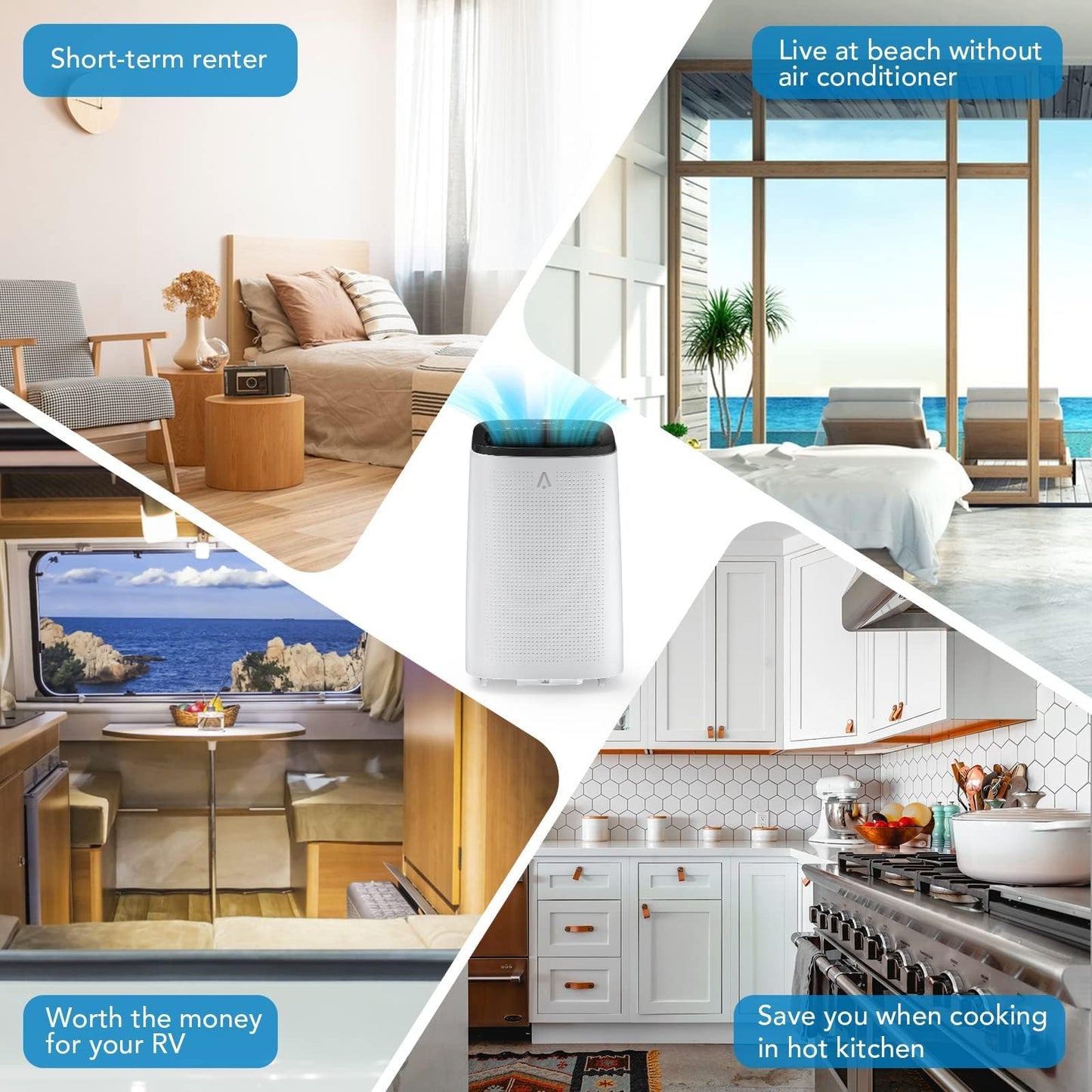GarveeLife 14,000 BTU Portable Air Conditioner for Room Up to 750 Sq. Ft, 3-In-1 Air Conditioner w/Remote, Fast Cooling In 10 Mins, Smart Touch Panel, 24 Hours Timer Function, Auto Shut-Off