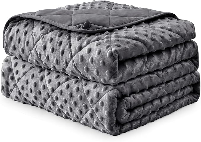 Grey Weighted Blanket for Adults 12lbs, 48"x72", Twin Full Size Cooling Minky Heavy Throw Blanket for 110-130lbs, Soft Winter Thick Big Blankets Weighted Comforter Gift for Sleeping