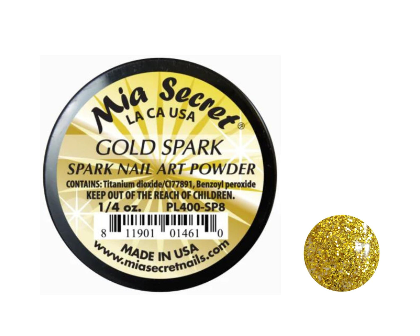 Mia Secret Professional Spark Collection Acrylic Powder 1/4 oz (Pick Your Color) (Gold Spark)