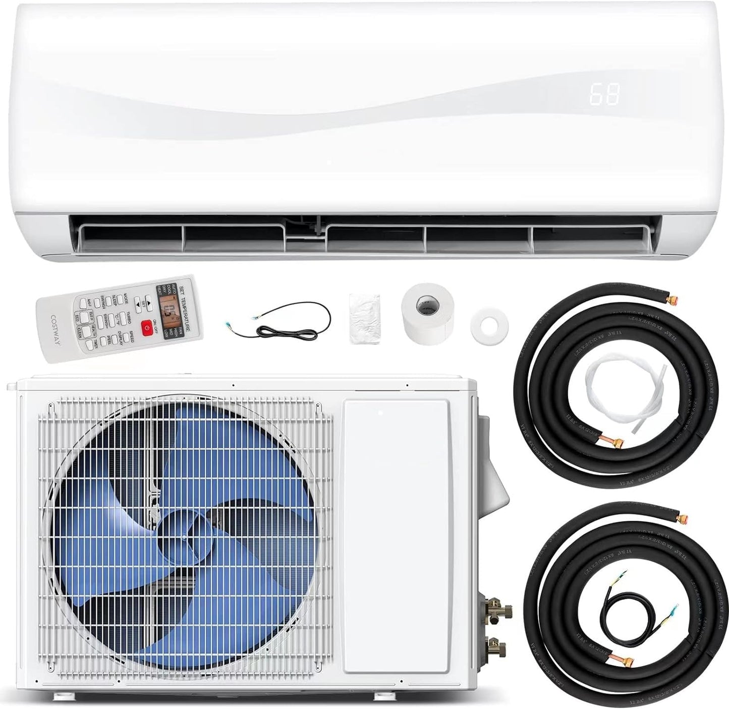 GLACER 12000BTU Mini AC Split-System, 20 SEER2 Ductless Air Conditioner w/Pre-Charged Condenser, White (12000BTU, 115V, 20 SEER2