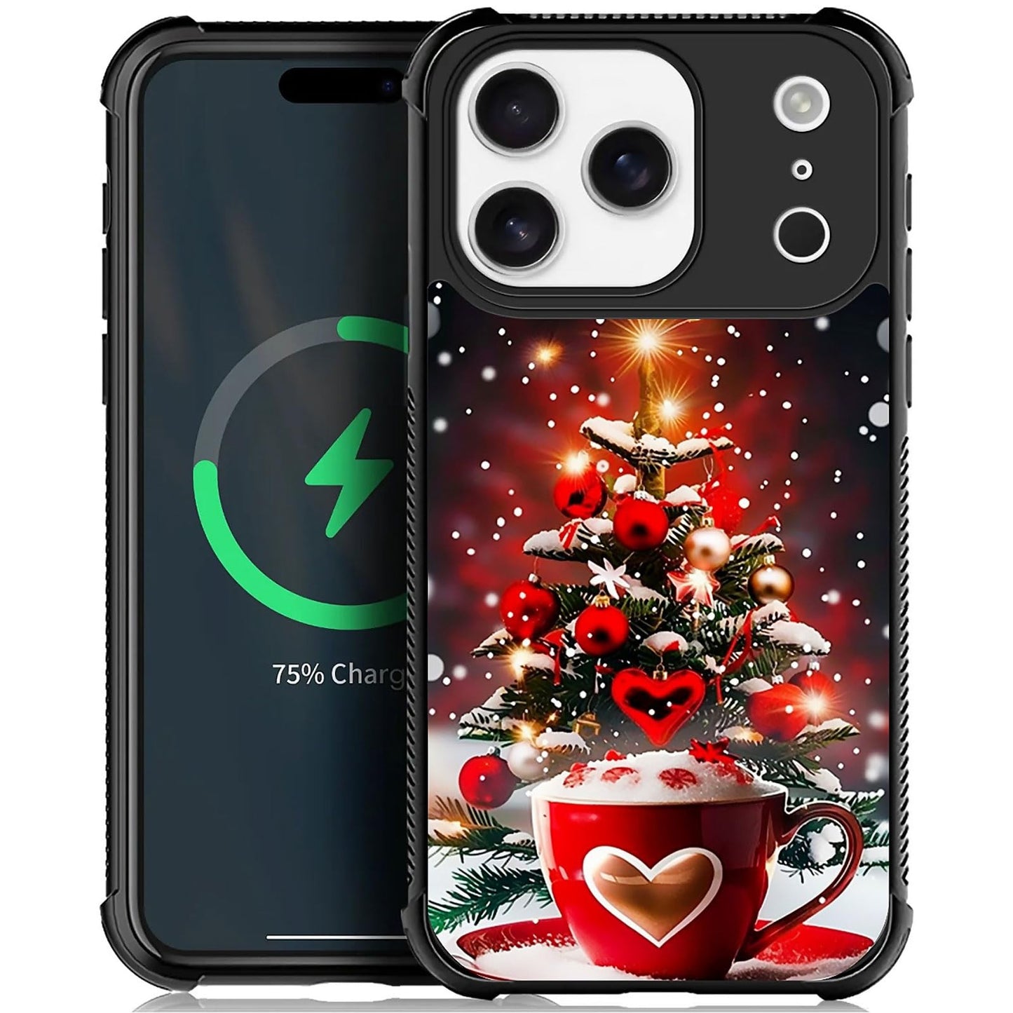 XUANWENPA for iPhone 17 Pro Max Case,The Black Shell Design is Bright,Anti Drop and Dust-Proof,Christmas Tree Love Cup.