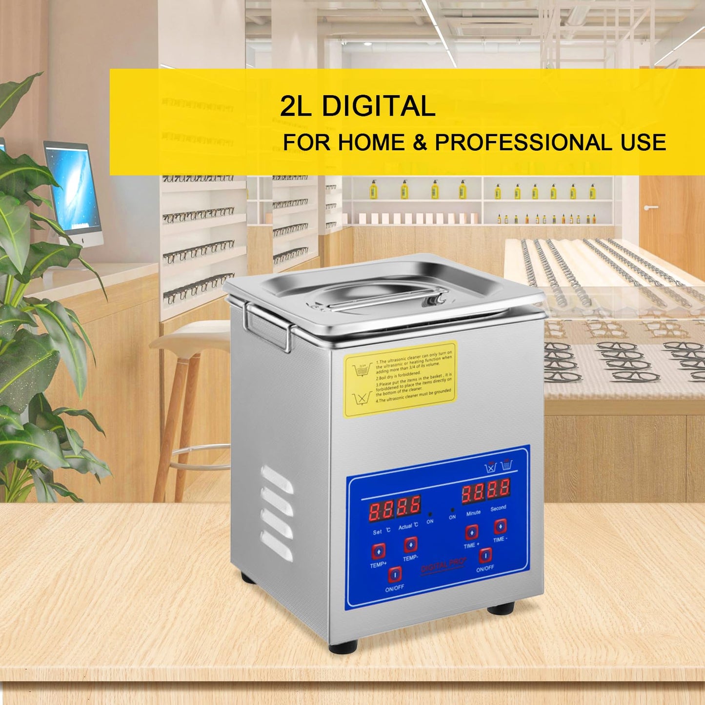 VEVOR 2L Digital Ultrasonic Parts Cleaner with Timer 40kHz Professional 304 Stainless Steel Ultrasonic Cleaner 110V for Jewelry Watch Glasses Diamond Eyeglass Small Parts Cleaning