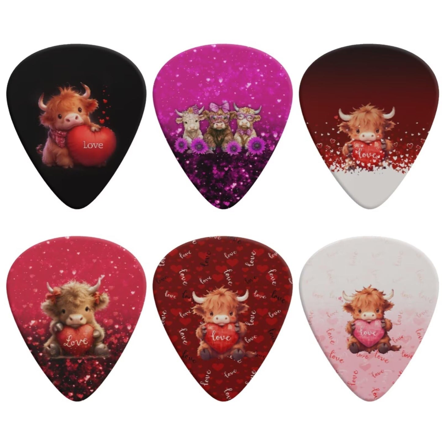 Jeiento 6 Piece Guitar Picks for Guitar and Bass,Thickness Classic Triangle 0.96mm Guitar Accessories for Women Men Musical Begi