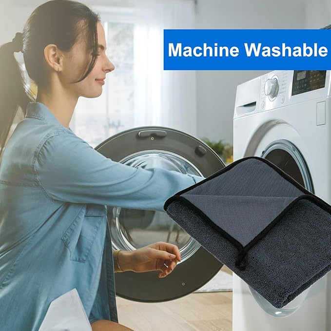 CICMOD Car Drying Towels 35"x24" Large Microfiber Towels for Car Detailing Gray - 2 Pack