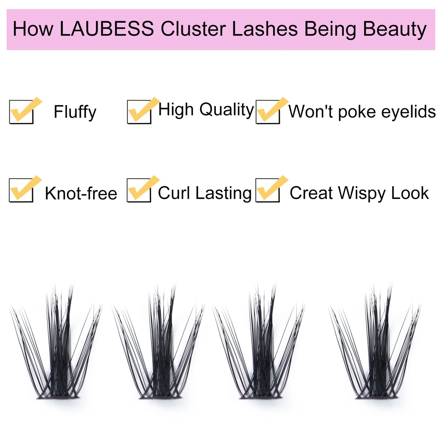 Eyelash Clusters LAUBESS Lash Clusters Individual Lashes Cluster Eyelash Extensions DIY at Home Waterproof Cluster Lashes (Manga