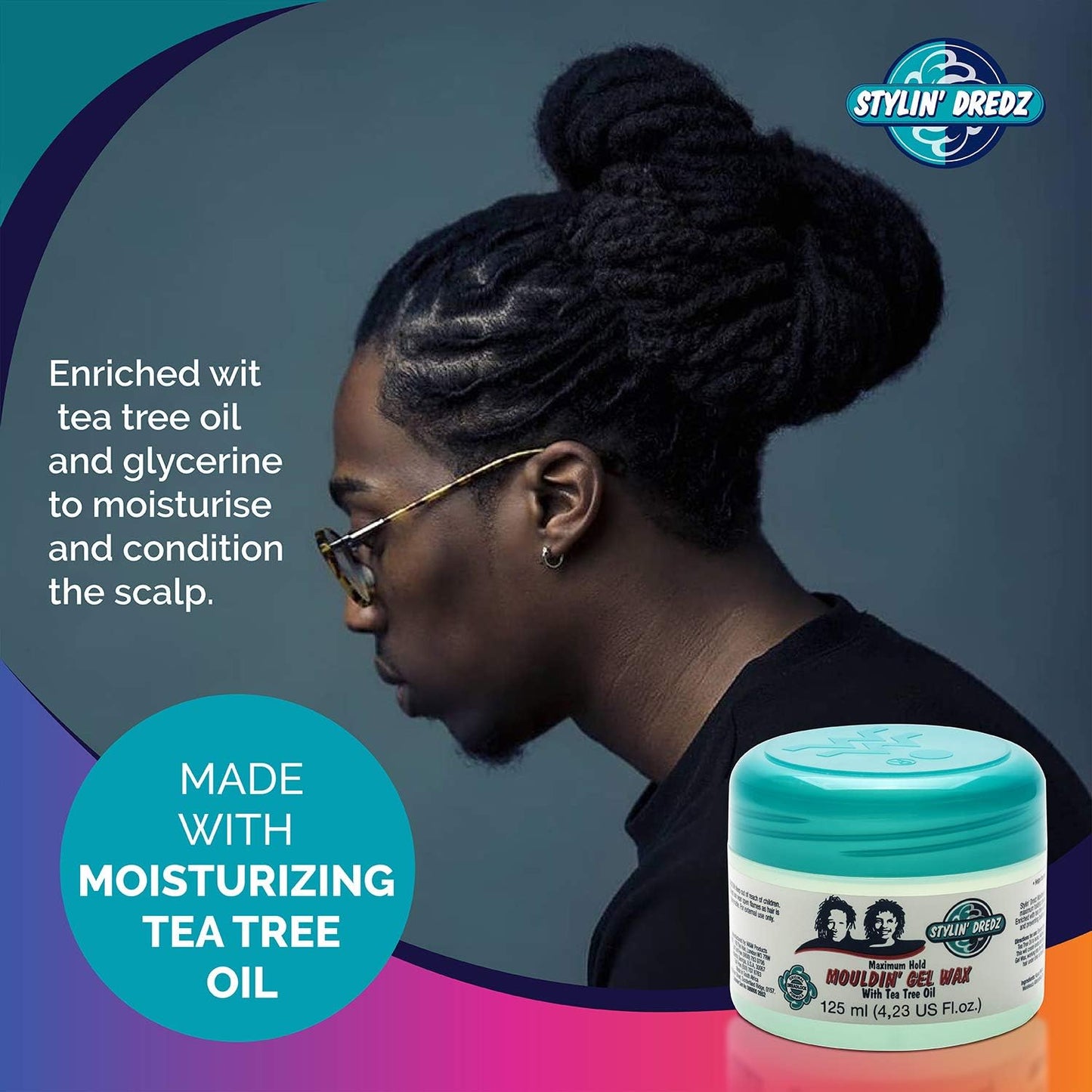 Stylin Dredz Mouldin' Gel Wax - Loc n Twist Gel - Dreadlock Gel Wax with Tea Tree Oil - 250 ml Pack of 4