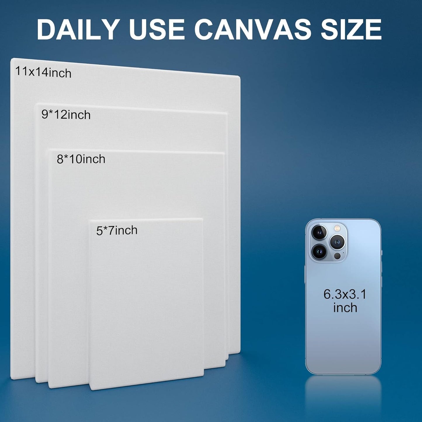 Stretched Canvases for Painting 9x12 Inch 7-Pack, 10 oz Triple Primed Acid-Free 100% Cotton Blank Canvas, Rectangular Canvas for Oil Paint Acrylics Pouring & Wet Art Media