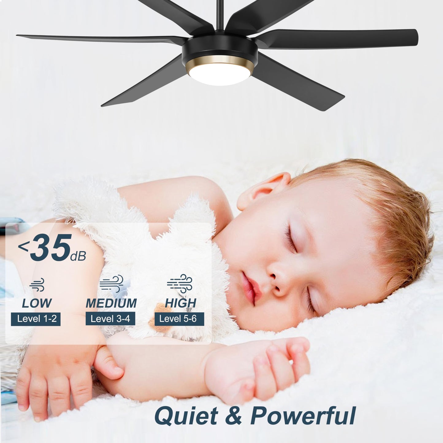 Ohniyou Ceiling Fans With Lights, 56 Black Ceiling Fan Remote/App Control, Dimmable, Quiet Dc Motor Indoor/Outdoor Ceiling Fan