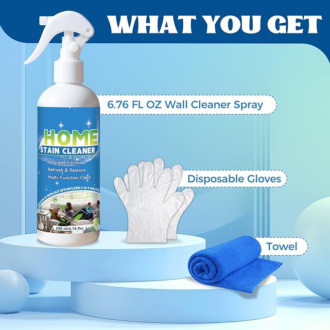 Multipurpose Wall Cleaner Spray – Mold Stain Cleaner for Home Surfaces – Bathrooms, Kitchens, Showers, Basements & Outdoor Areas – Multipurpose Remover for Dirt, Dust, Odor, Oil & Grease